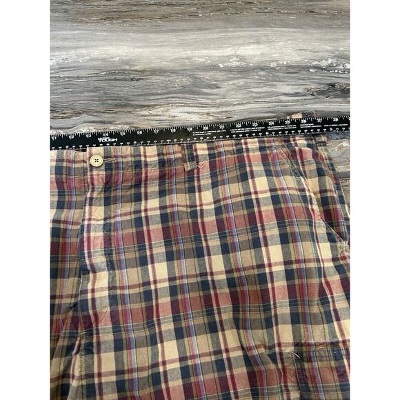 Men's Cargo Shorts Size 56 10" Inseam 100% Cotton Plaid Preppy Academia - Picture 7 of 11